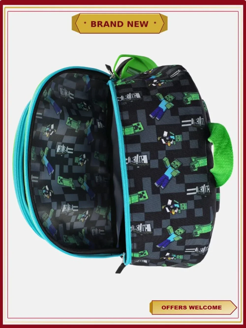 Minecraft Backpack Set with Lunch Kit, Headphones, Water Bottle